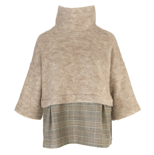 BIONEUMA womens beige prince of wales wool Sweater 