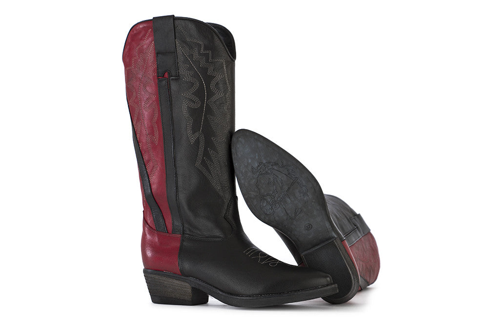 POESIE VENEZIANE Womens black bordeaux leather Texas boots