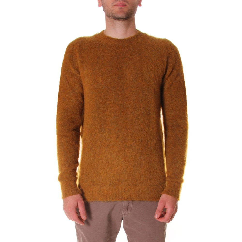 WOOL&CO mens sweater yellow wool round neck