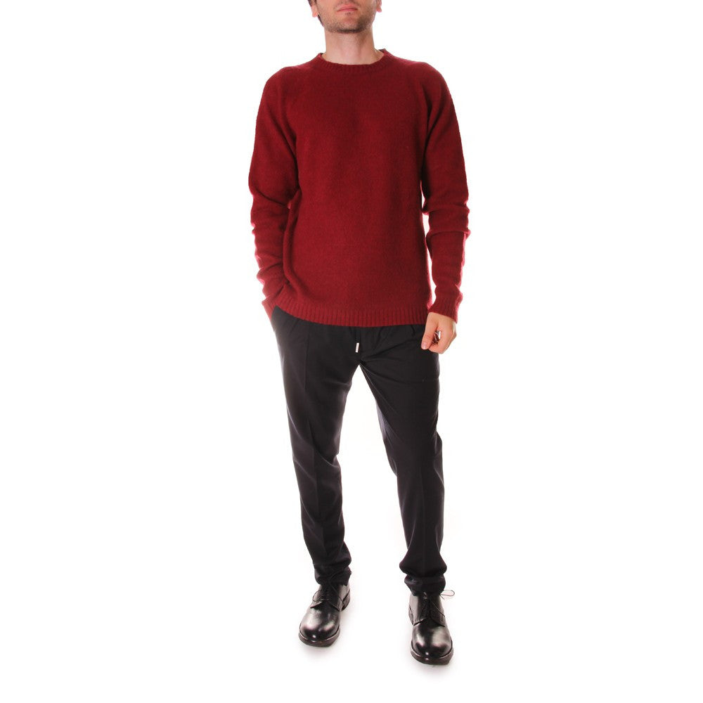 WOOL&CO mens sweater red wool round neck