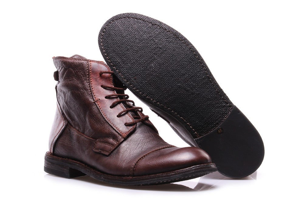 MANOVIA 52 mens brown leather Ankle boots lace-up 