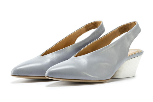 HALMANERA womens light grey leather Slingback shoes 