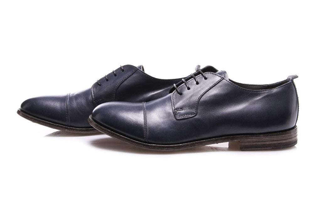 MOMA mens ocean blue leather Derby shoes 
