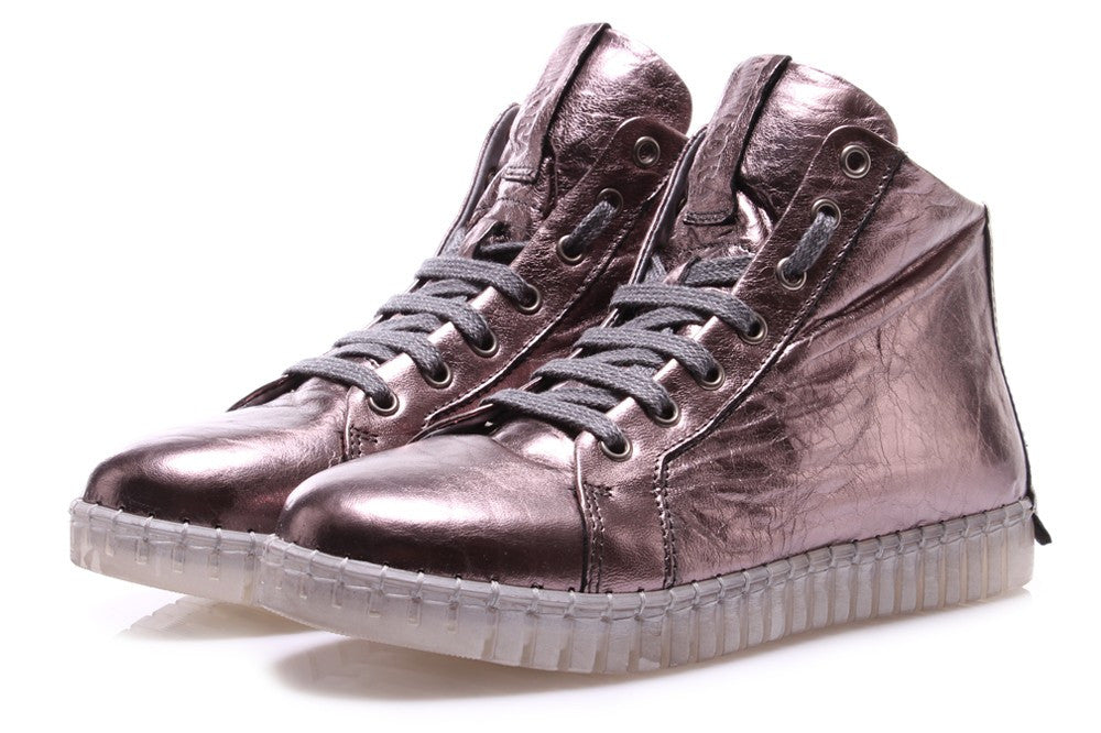 ANDIA FORA womens metallic pink High sneakers 