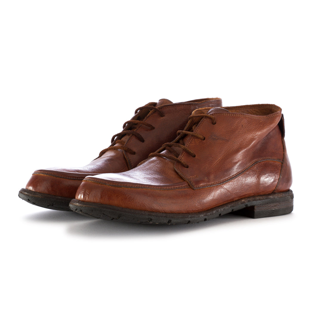 manovia 52 mens ankle lace-up boots leather brown