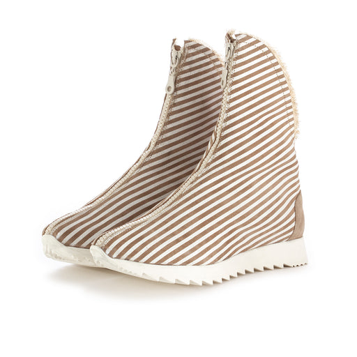 papucei ankle boots beige white stripes