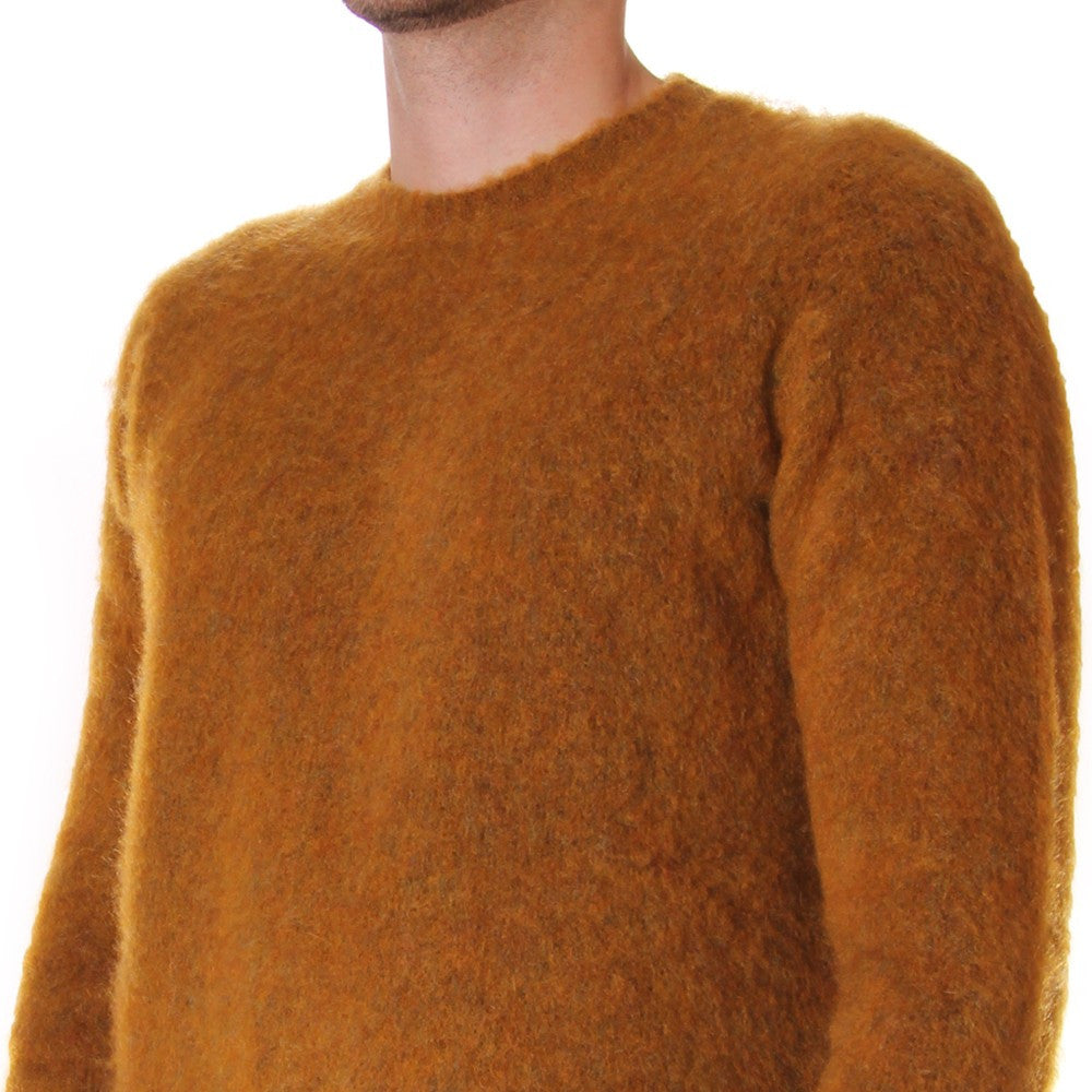 WOOL&CO mens sweater yellow wool round neck