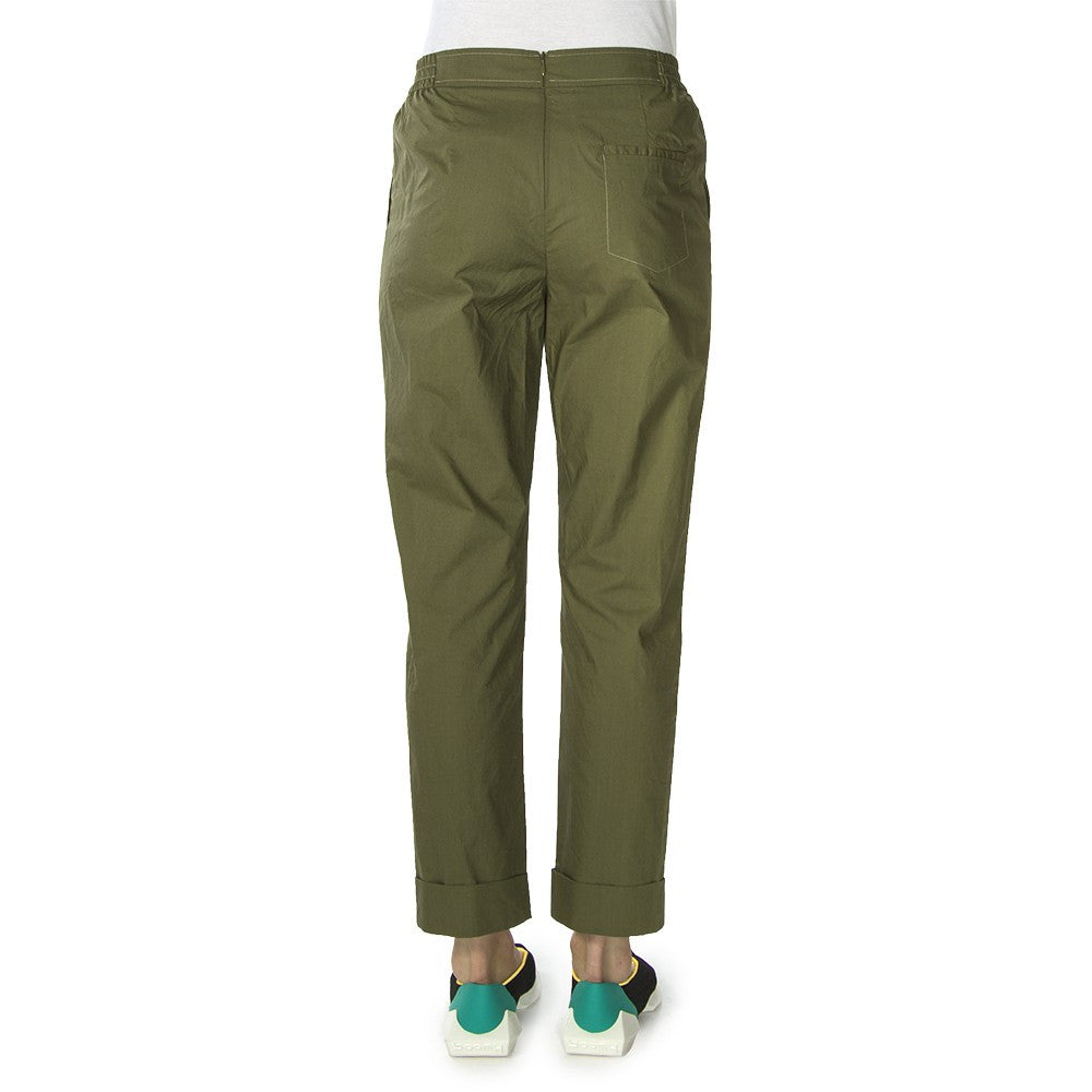 Semicouture womens military green cotton trousers