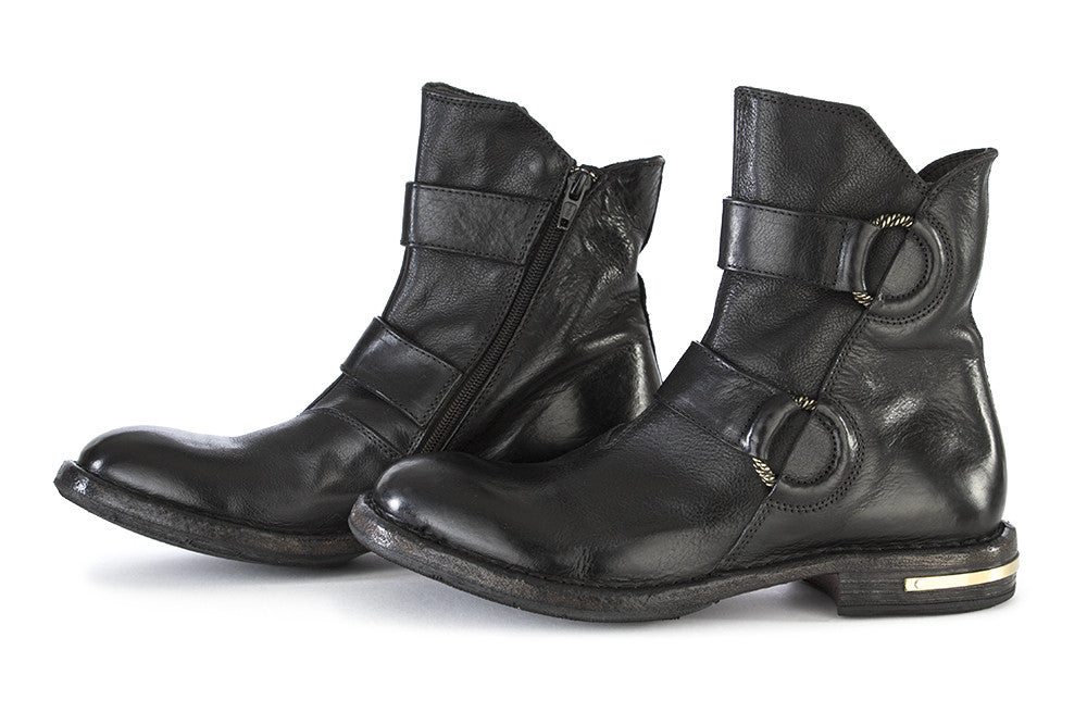 MOMA womens black leather Ankle boots 