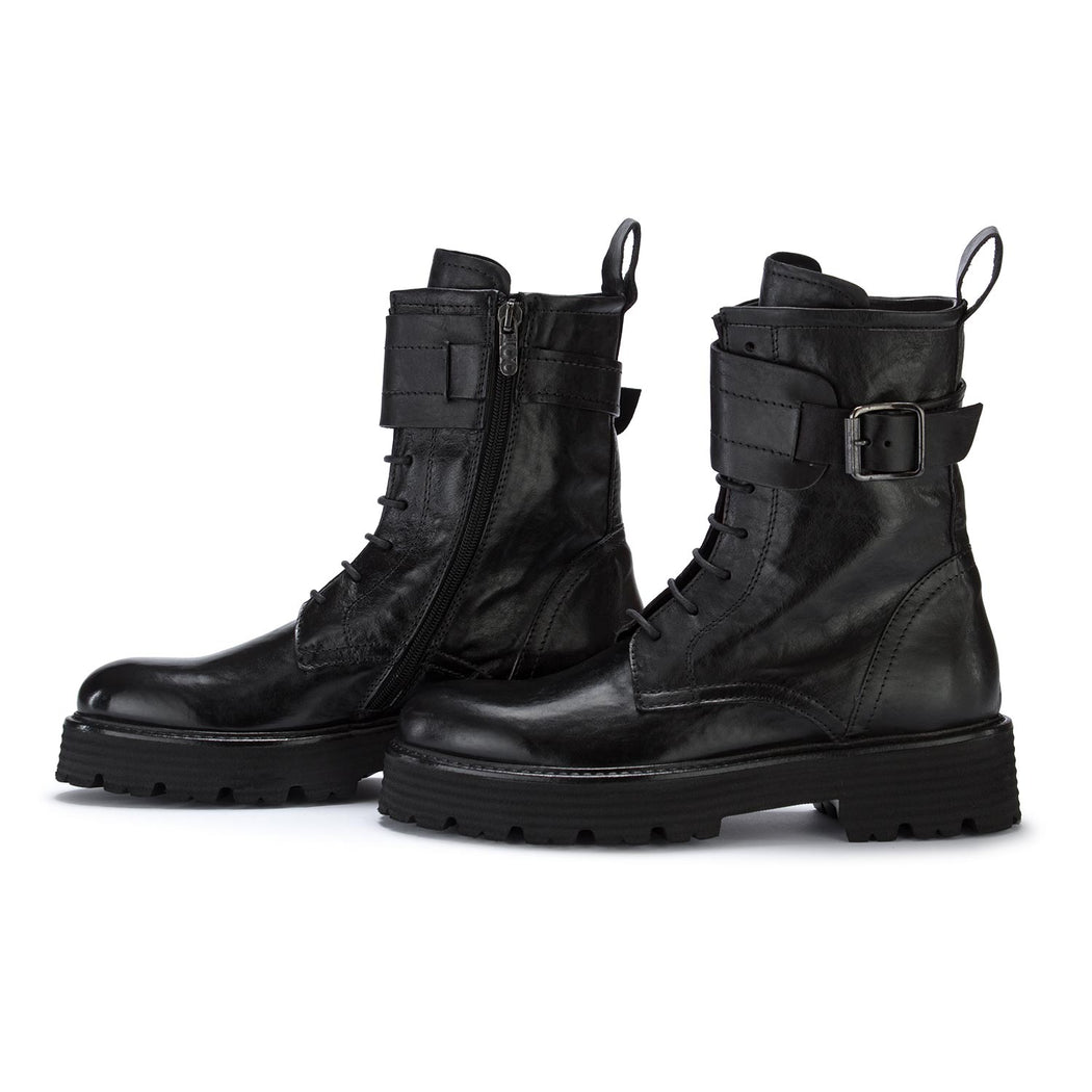 manovia52 womens lace up boots black