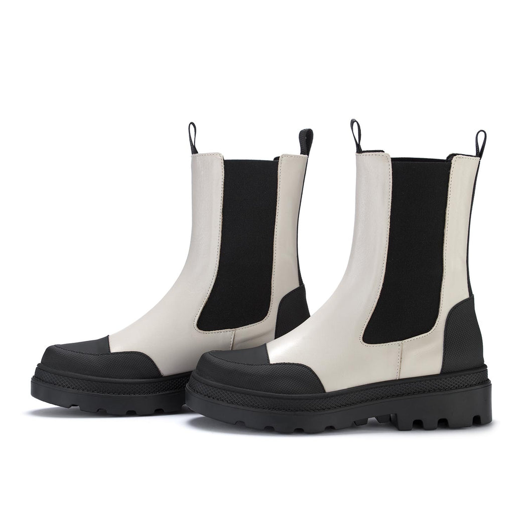sofia len chelsea boots ice white black
