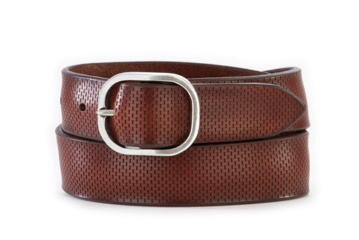 ORCIANI mens brown perforated leather Belt 