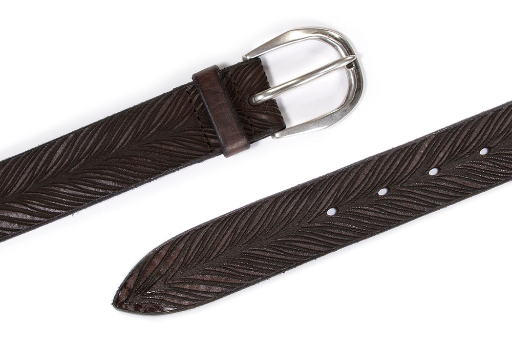 ORCIANI mens ebony carved leather Belt 