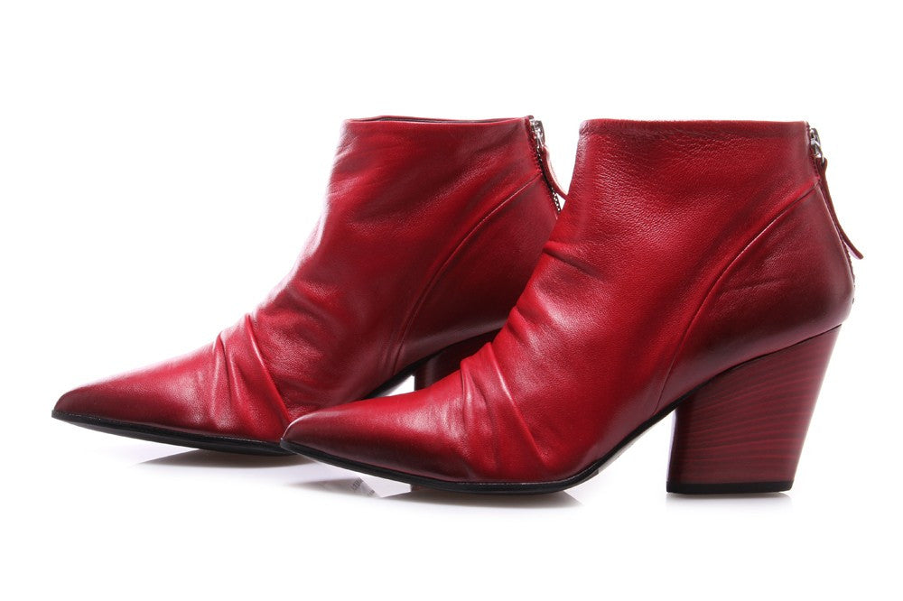 HALMANERA womens red nappa leather Ankle boots 