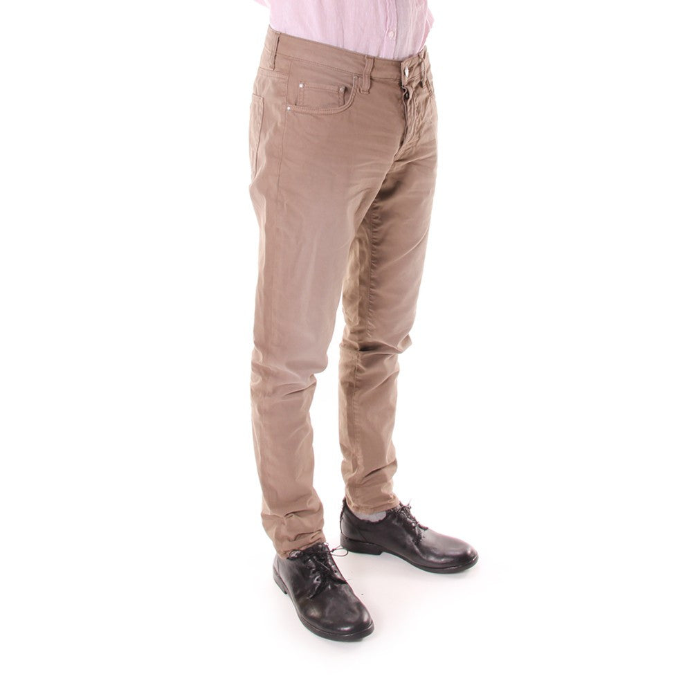 AGLINI mens brown stretch cotton Chino pants 