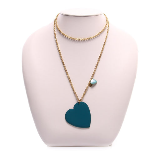UNIQUE womens blue heart pendant Necklace 