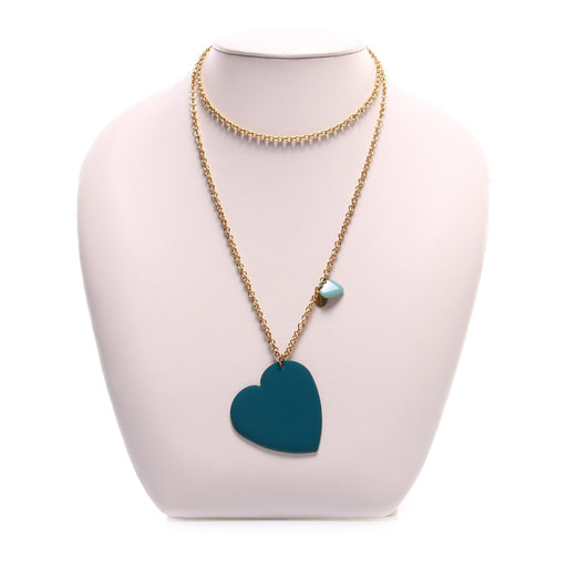 UNIQUE womens blue heart pendant Necklace 
