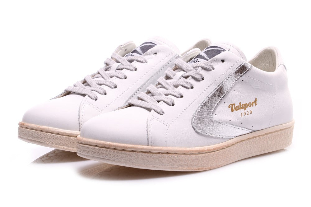 VALSPORT 1920 womens Tournament sneakers white silver leather