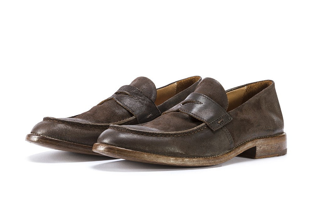 MOMA mens chocolate brown suede Loafers 