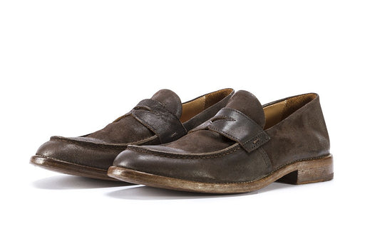 MOMA mens chocolate brown suede Loafers 