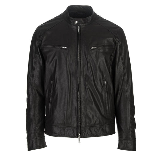 dondup mens leather jacket black