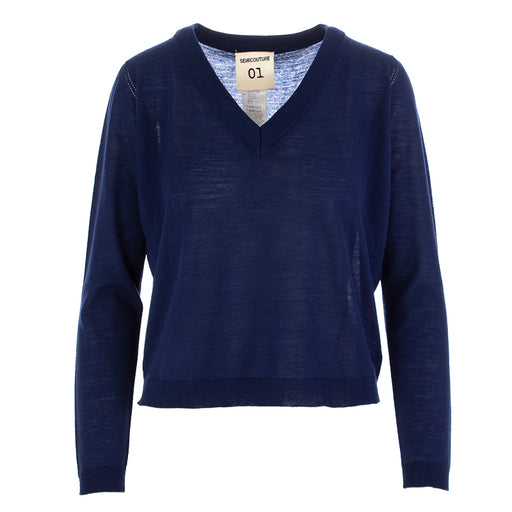 SEMICOUTURE | SWEATER BLUE WOOL