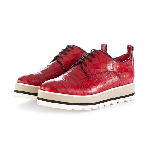 caterina c womens lace-up shoes red leather