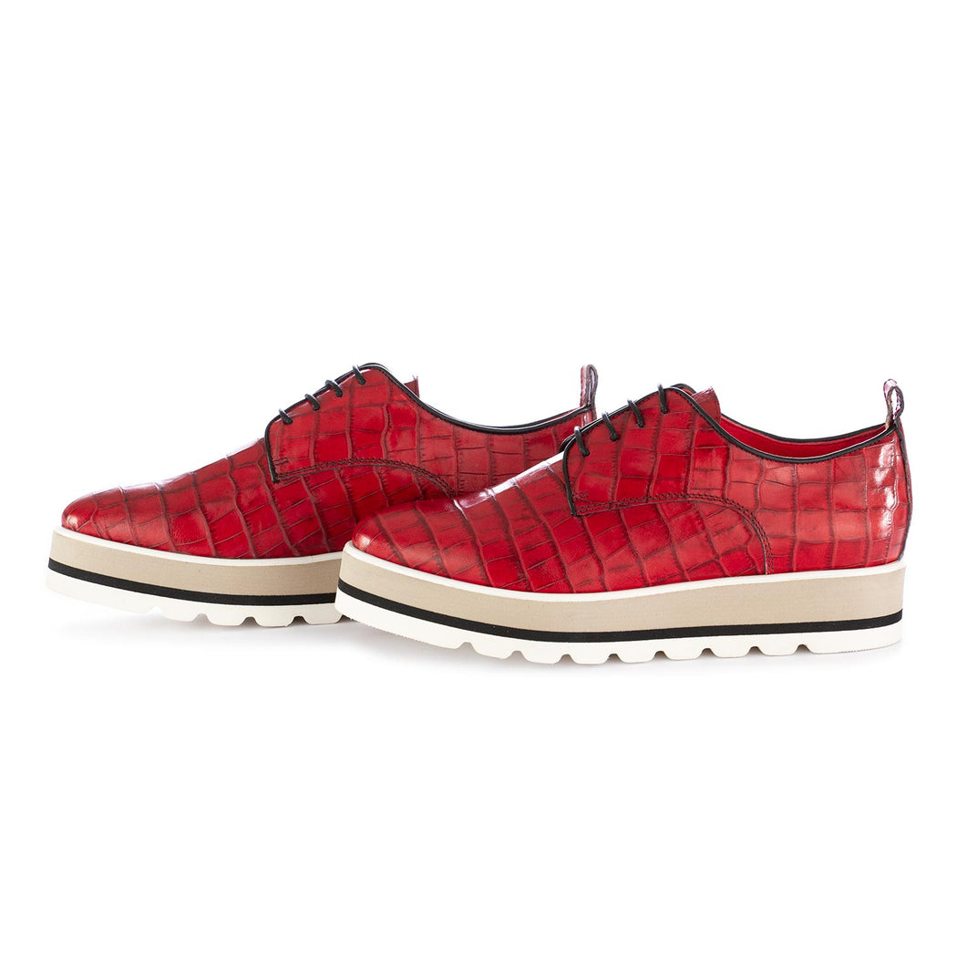 caterina c womens lace-up shoes red leather
