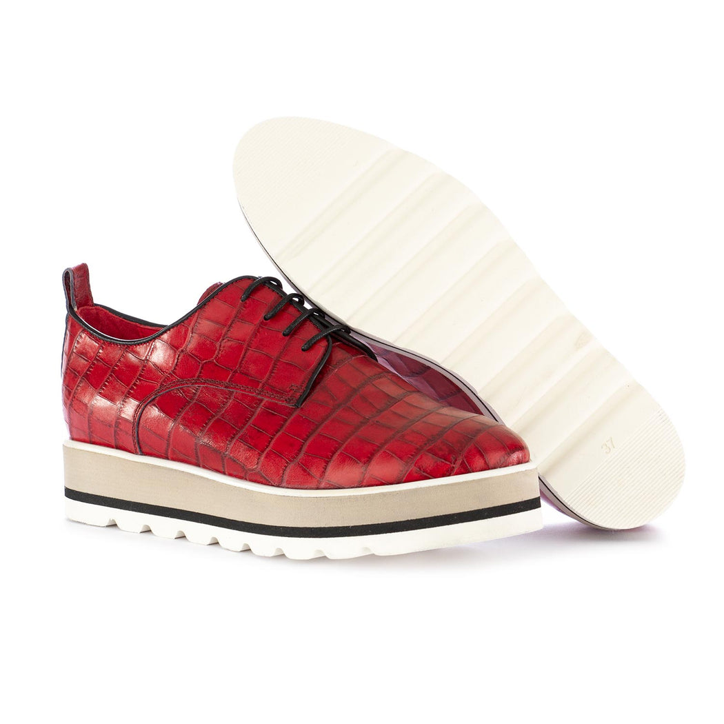 caterina c womens lace-up shoes red leather