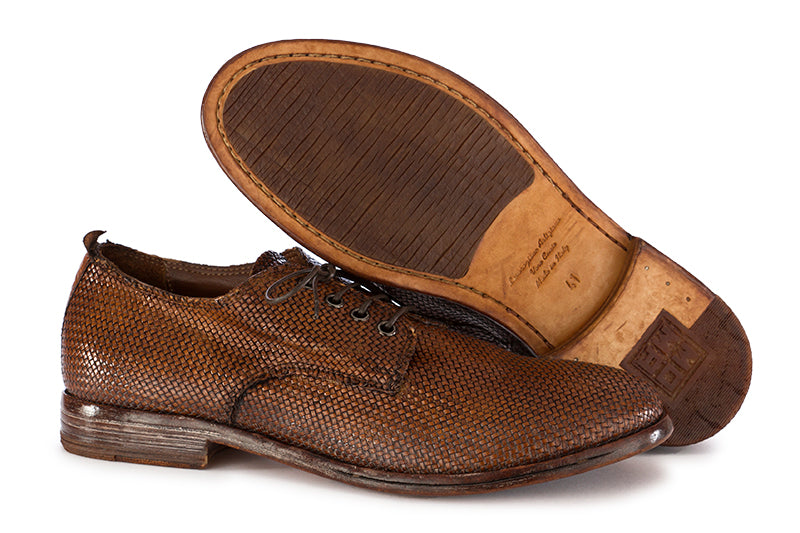 Moma mens flat shoes leather brown