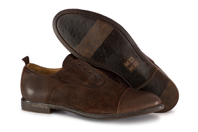Moma mens lace-up slip-on shoes leather brown