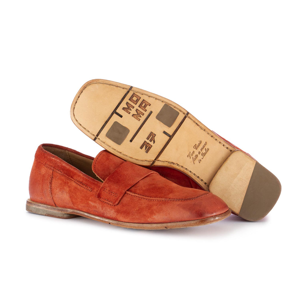 moma city loafers brick red suede