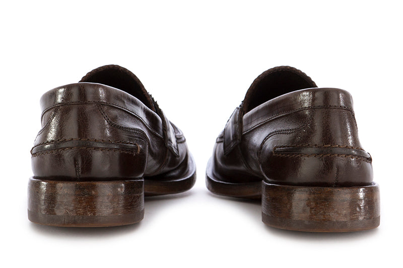 Moma mens loafers dark brown leather
