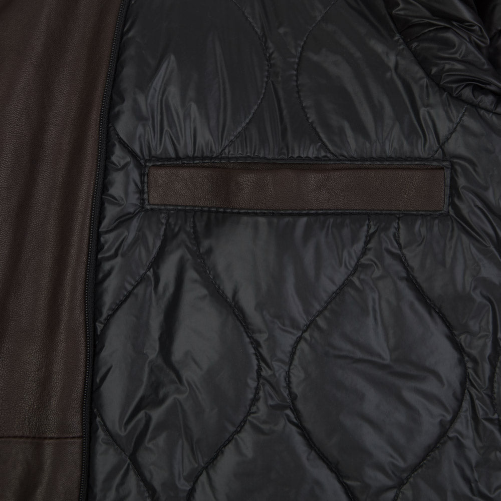 dondup mens leather jacket dark brown