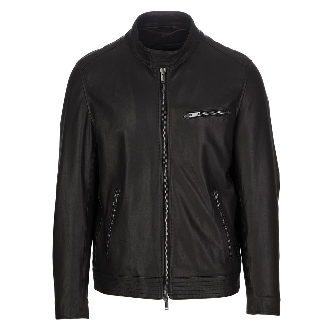 dondup mens leather jacket black
