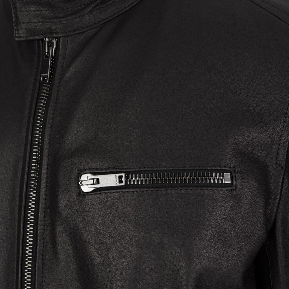 dondup mens leather jacket black