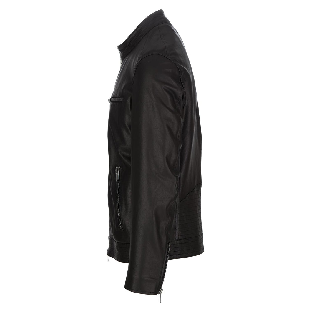 dondup mens leather jacket black