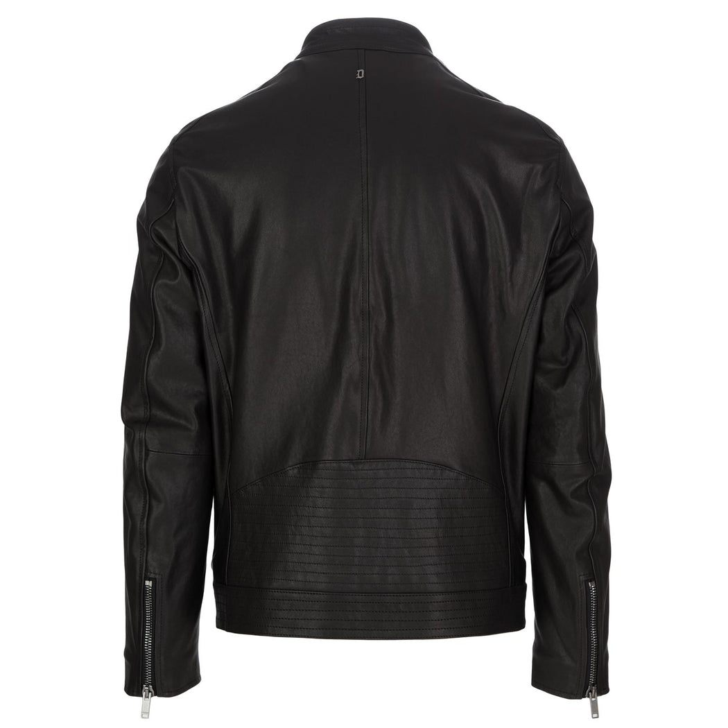 dondup mens leather jacket black