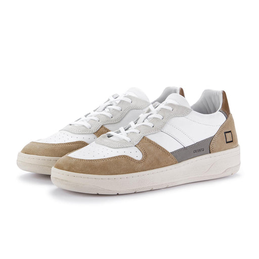 date mens sneakers court white brown