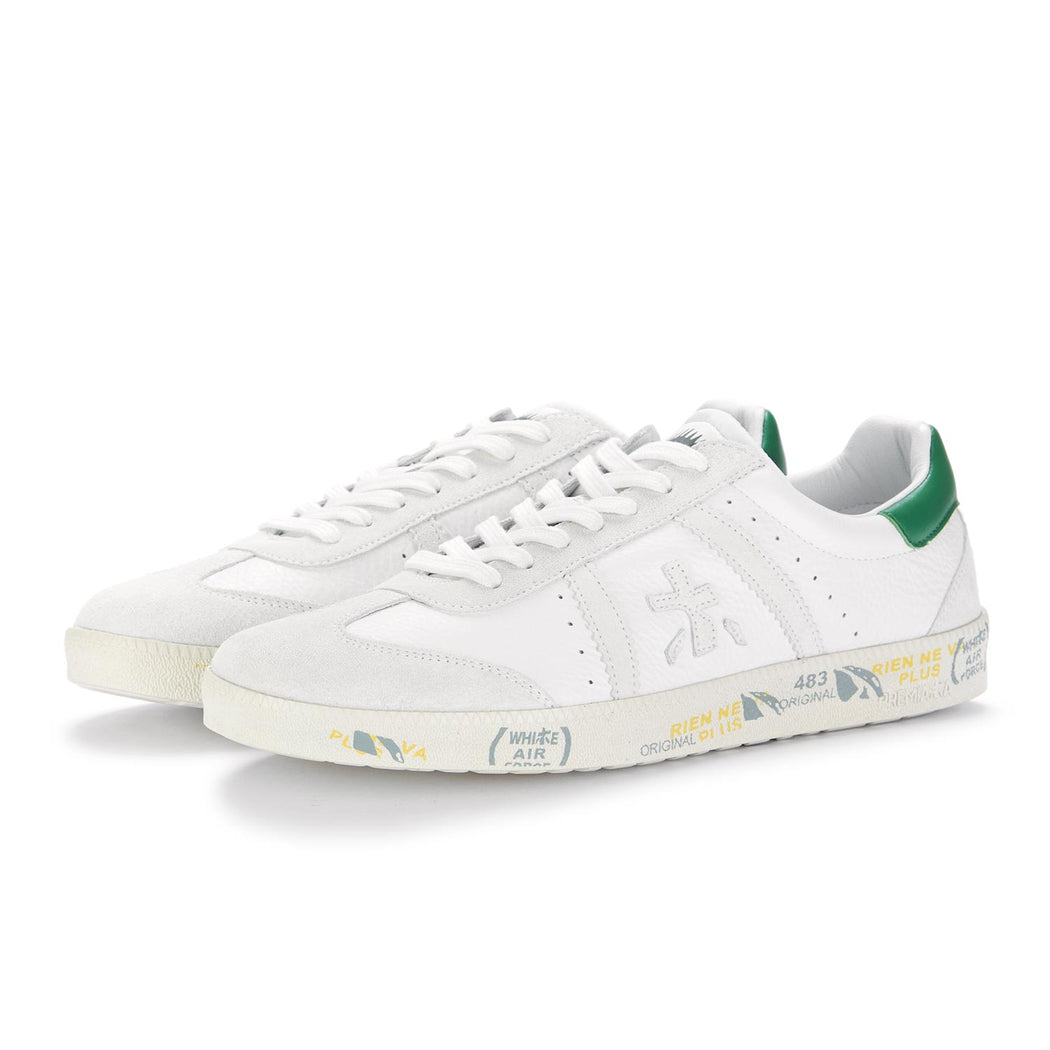 premiata mens sneakers white green