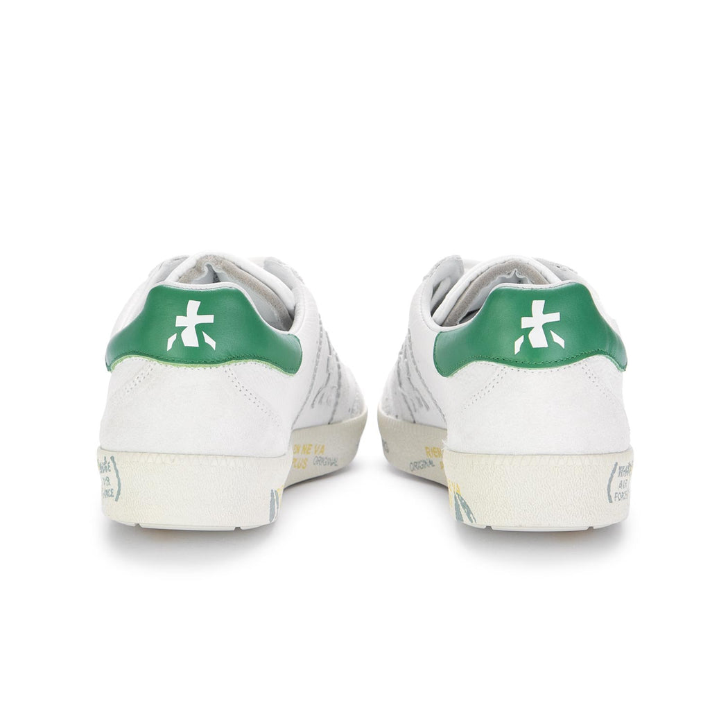 premiata mens sneakers white green