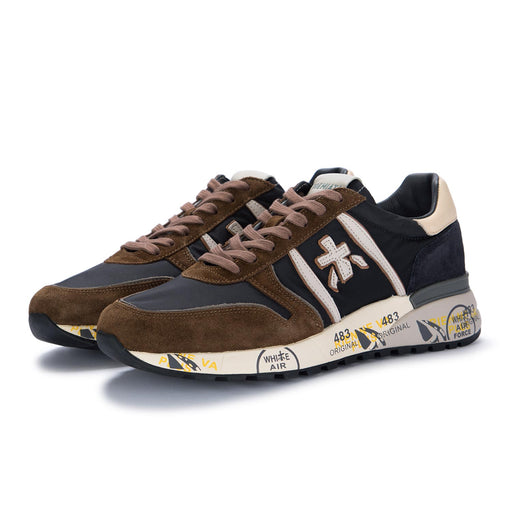 premiata mens sneakers lander brown blue