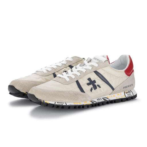 premiata mens sneakers beige red