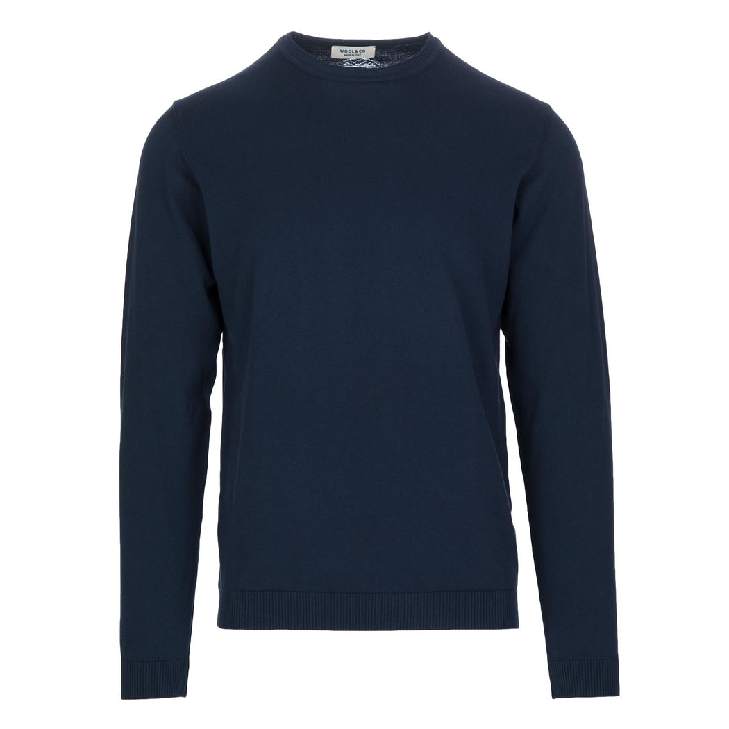 wool and co mens sweater blue cotton