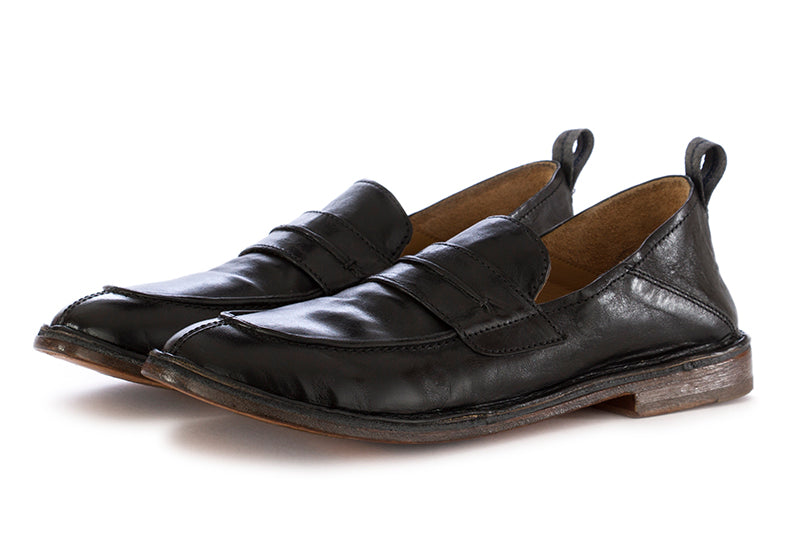 Moma mens loafers leather black