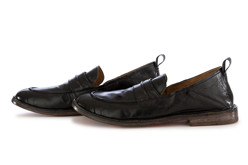 Moma mens loafers leather black