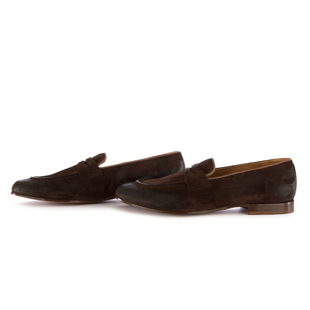 manovia 52 mens flat shoes loafers suede brown