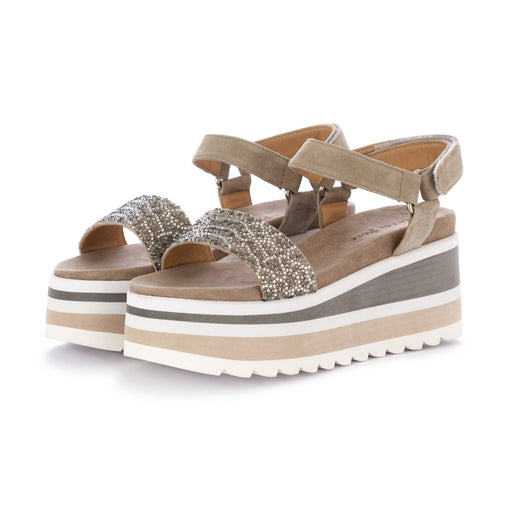 alma en pena womens wedge sandals suede grey beige