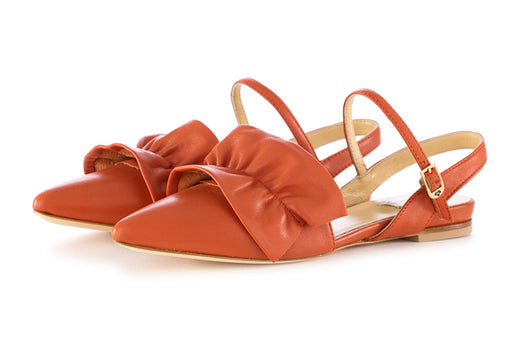 L'Arianna womens flat sandals orange leather