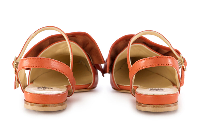 L'Arianna womens flat sandals orange leather